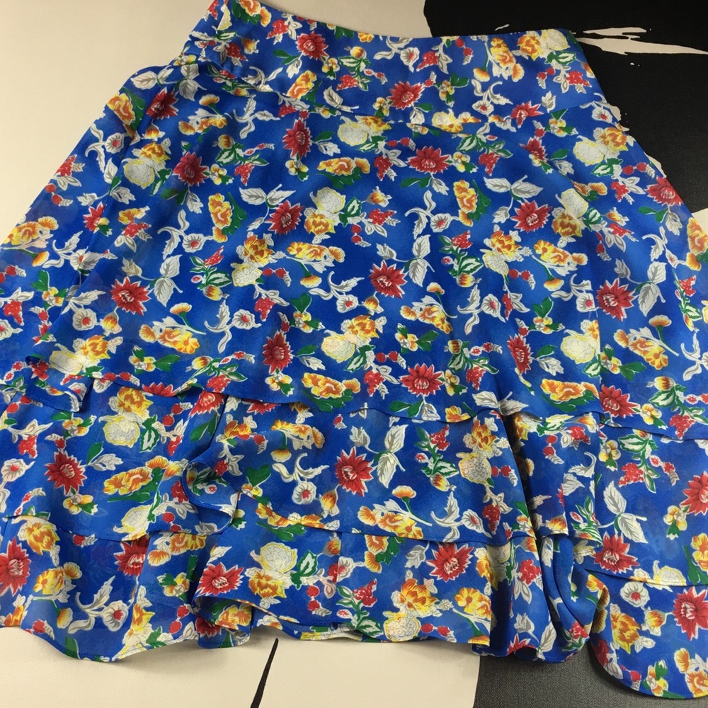 Ralph Lauren Skirt Womens Floral Multi Color Blue
